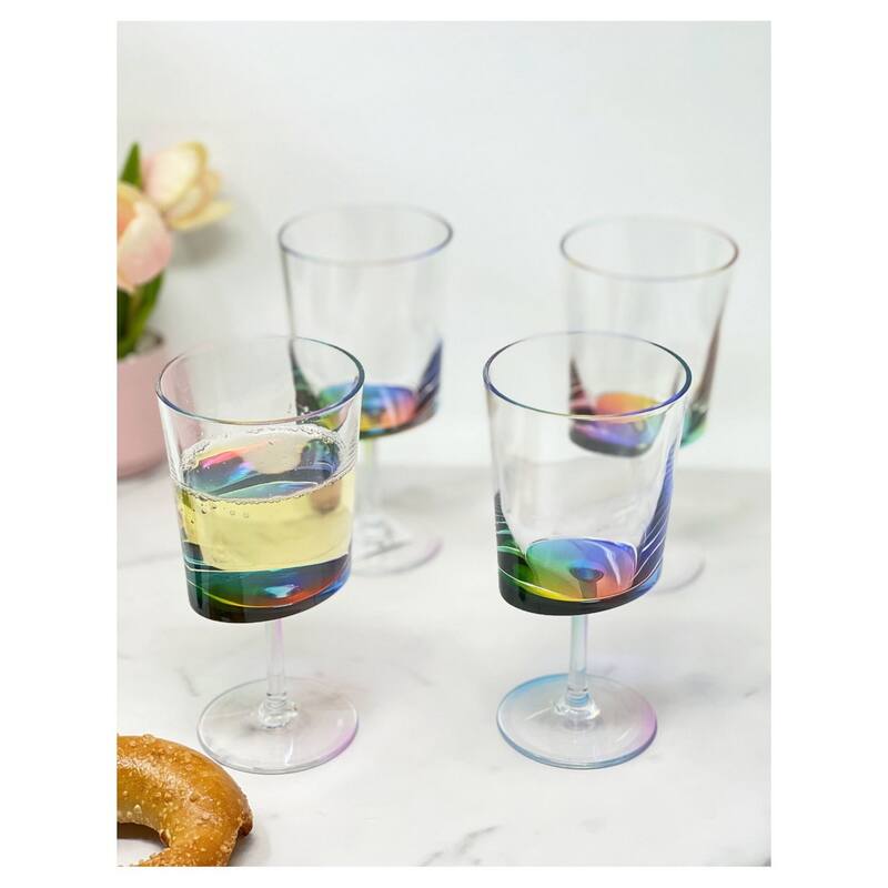 Plastic Wine Glasses Set of 4 (12oz) - rainbow