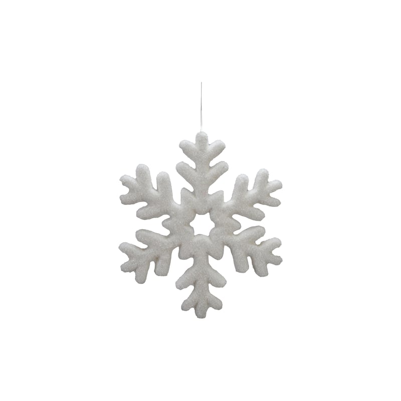 Wide Flocked Foam Snowflake Ornament - 19.75"L x 1.13"W x 19.75"H - White