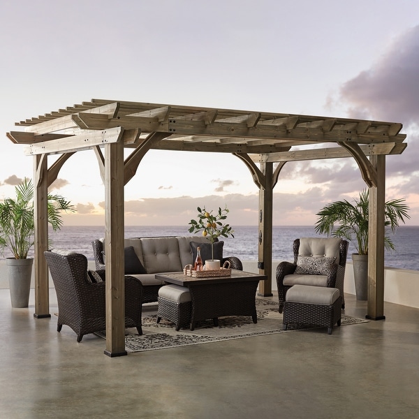 Backyard Discovery Somerville 14 x 10 Cedar Pergola with Electric
