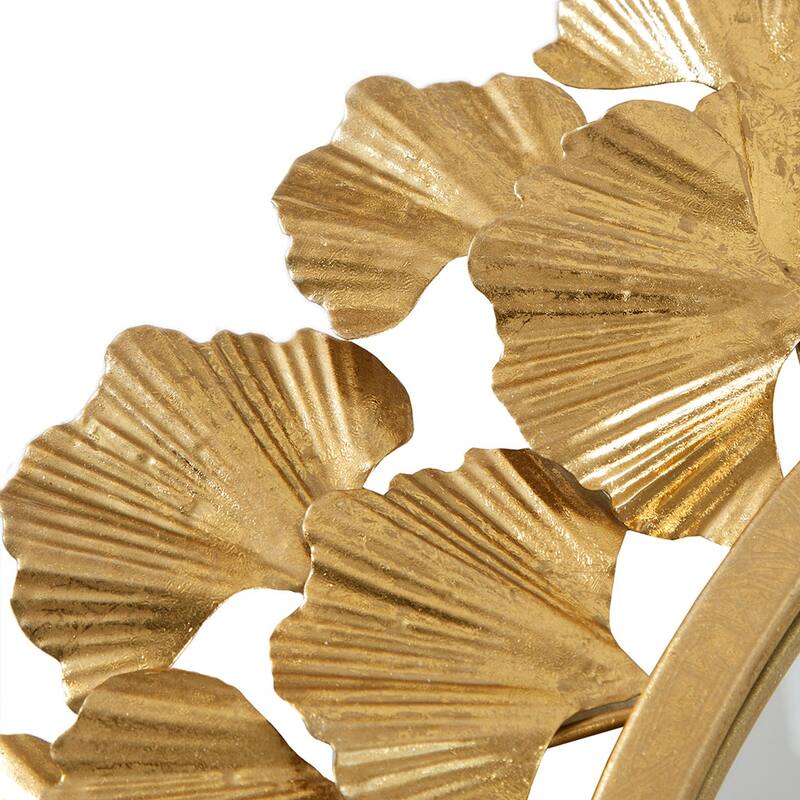 Eden Gold Gingko Leaf Round Wall Mirror 30.5"