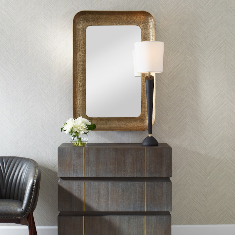 Framed Rectangular Wall Mirror - 42.5" - Antique Brass Finish