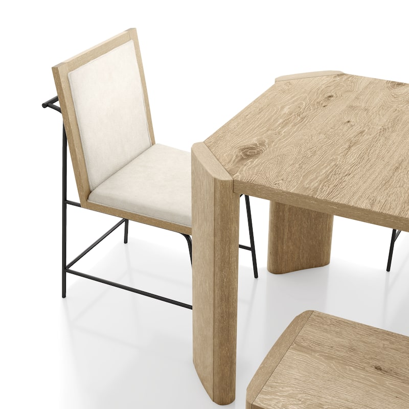 Furniture of America Elira Modern 6-Piece Oak Solid Wood Dining Set with Bench