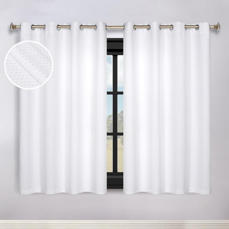 Superior Shimmer Washable Room Darkening Curtains, Set of 2 Panels - 52" x 63" - Snow White