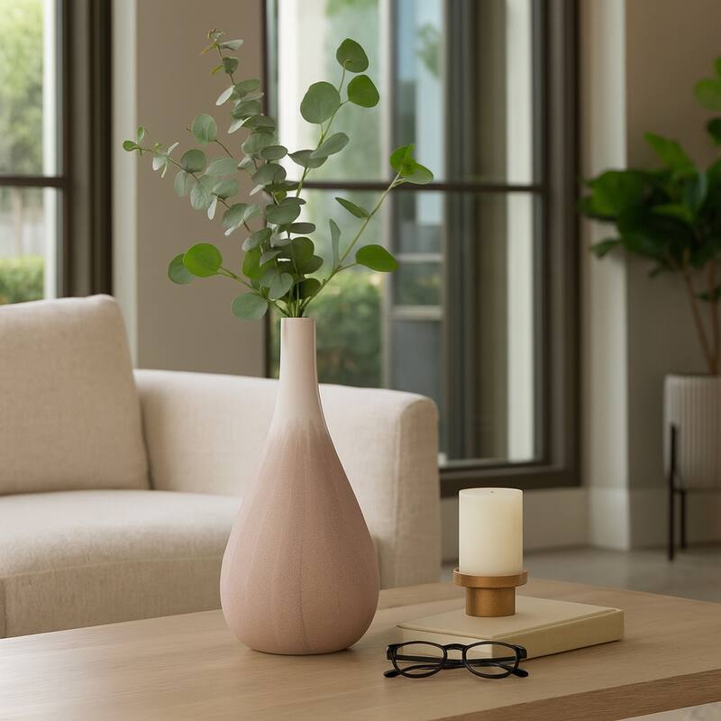 Sagebrook Home Valdiva Stoneware Vase - White, Novelty, Ombre, Elegant Home Accent in Stoneware Color