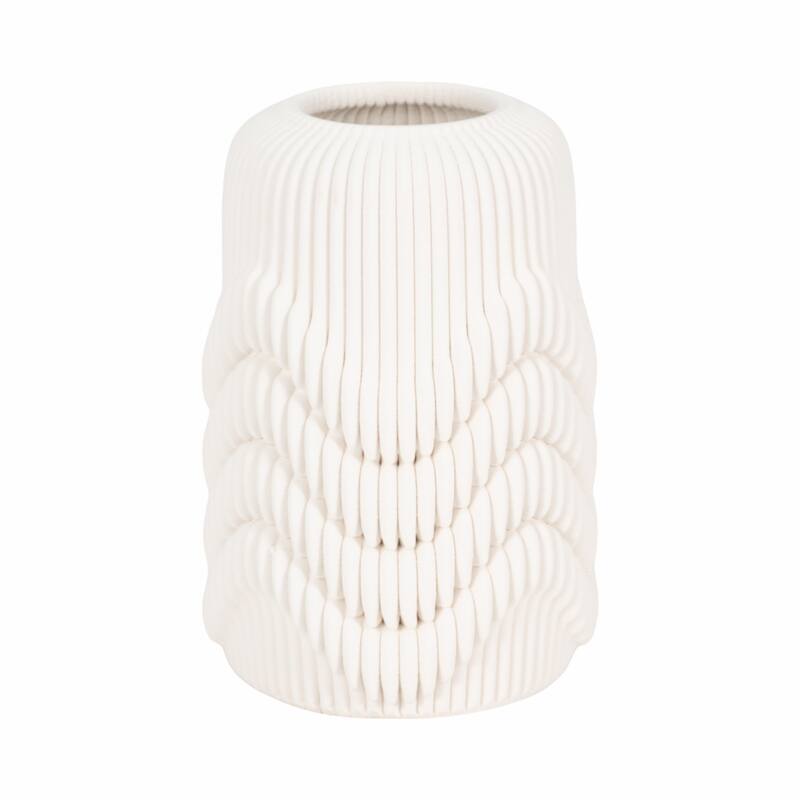 Porcelain 3D Printed Textured Vase - Ivory/Beige