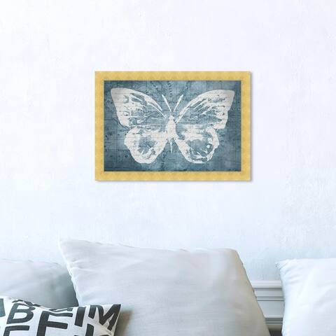Oliver Gal 'Traveling Blue Butterfly' Animals Wall Art Framed Print Insects - Blue, White