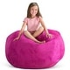 preview thumbnail 1 of 6, Creative QT 33" Large Beanbag - Stuff n Sit, Hot Pink Corduroy