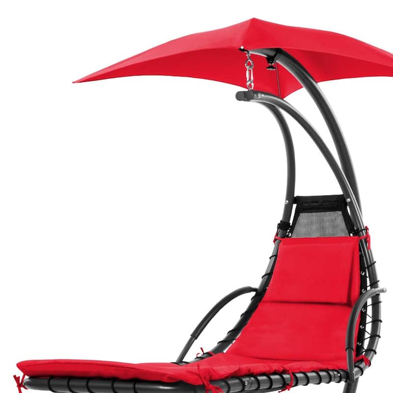 Polyester Hammock Chair Porch Swing with Canopy and Cushion - 73"(L) × 46"(W) × 78"(H)