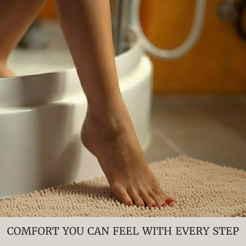 Bathroom Rugs - 2-Piece Memory Foam Bathroom Set with Chenille Shag Top and Non-Slip Base by Windsor Home