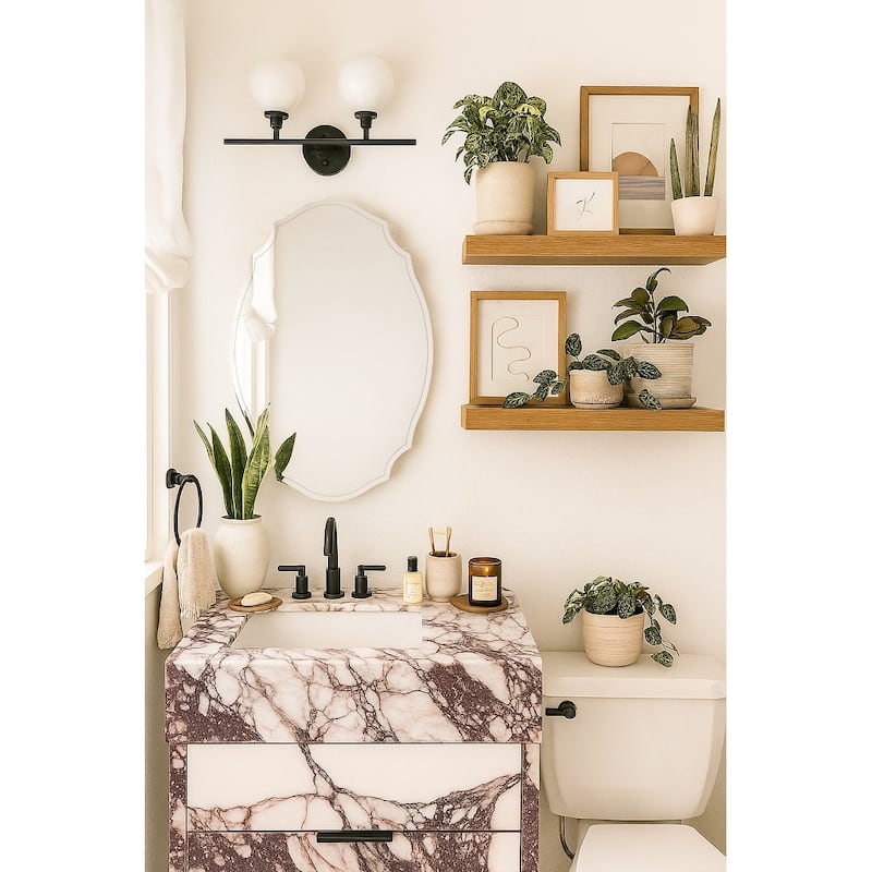 TEHOME Frameless Irregular Oval Medicine Cabinet Mirror with Adjustable Shelves