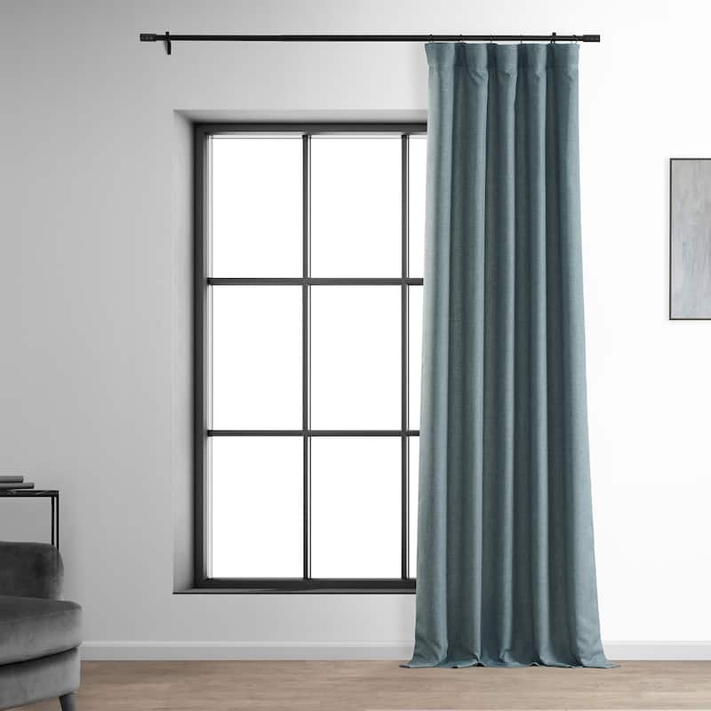Exclusive Fabrics Italian Faux Linen Room Darkening Curtains (1 Panel) - Sophisticated Drapery for Versatile Décor - 50 X 84 - Sweden Blue