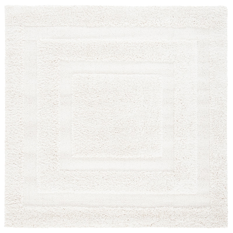 SAFAVIEH Florida Shag Carlinde Border 1.2-inch Thick Rug - 6'7" Square - Creme - Square