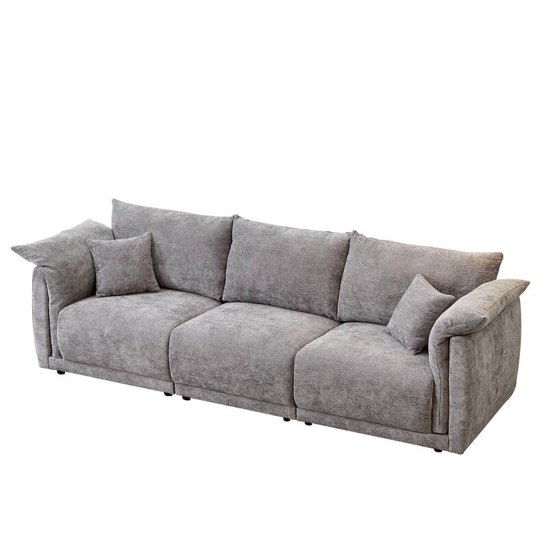 98.5" Fabric Modern Minimalist 3-Seater Sofa with 2 Pillows