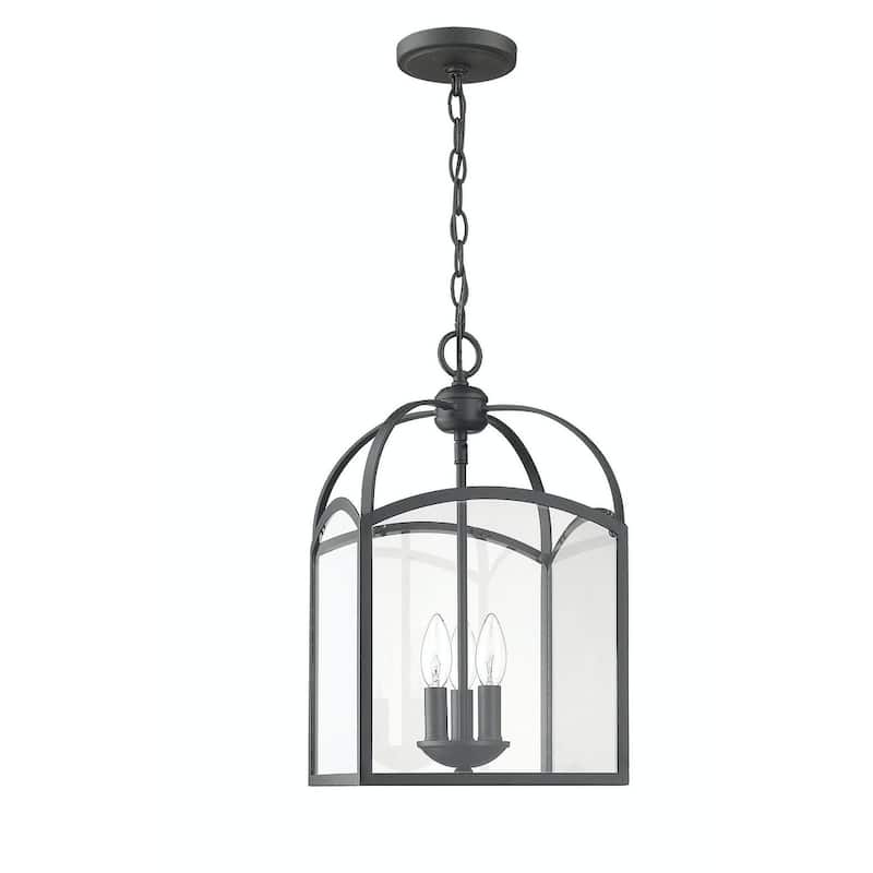 Traditional Pendant Lantern in Forged Black 10"W x 18"H