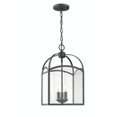 Traditional Pendant Lantern in Forged Black 10"W x 18"H