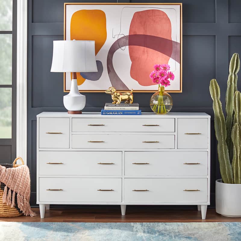 Lifestorey Ana 8-Drawer Mid-Century Modern Dresser - White