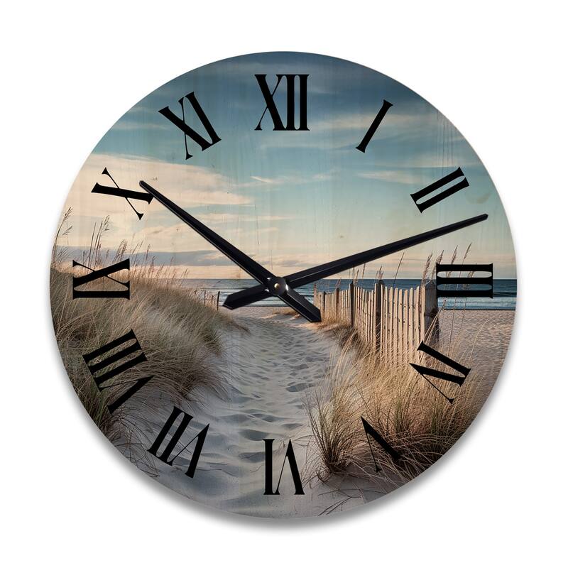 Designart "Path To The Beach II" Nautical & Beach Oversized Wood Wall Clock