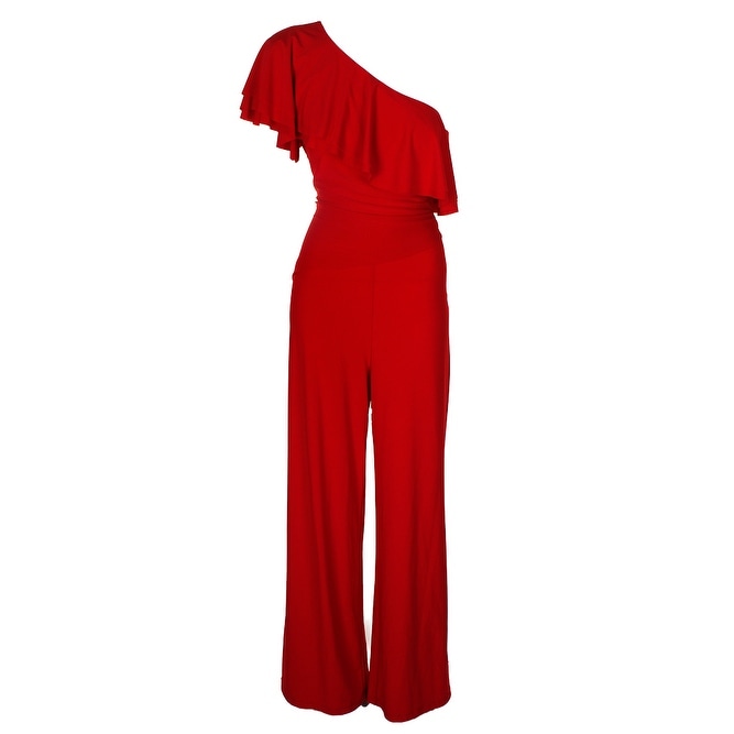 ralph lauren ruffle one shoulder jumpsuit