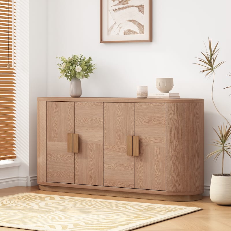 Christopher Knight Home - Valmont MDF 4 Doors Sideboard with Metal Base and Storage - Natural