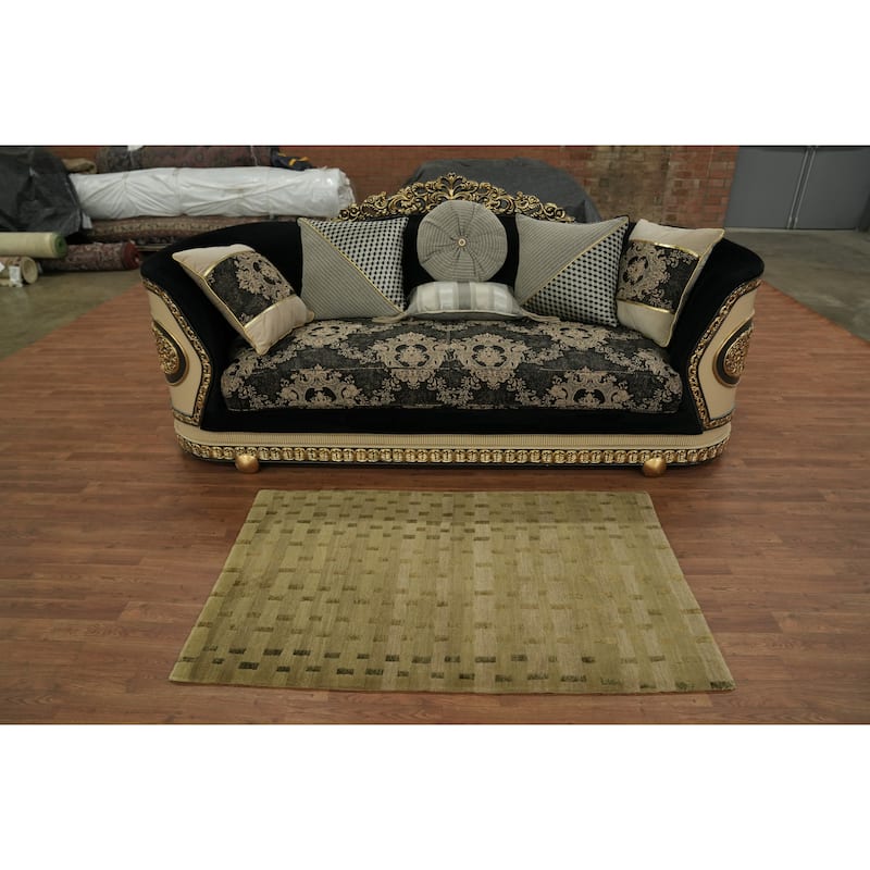 Hand Knotted Oriental 100% Wool Carpet Modern Abstract Beige & Ivories Nepalese Area Rug - 5' 0'' X 3' 0''