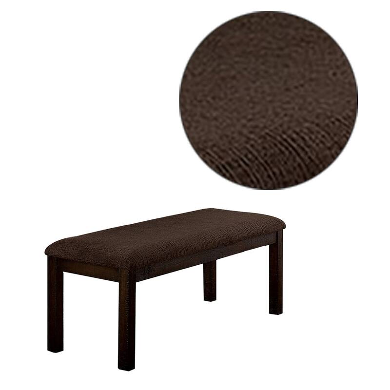 18 Inch Padded Bench with Wooden Frame, Brown