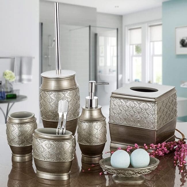 Creative Scents Toilet Brush Set Toilet Bowl Cleaner Brush and Holder - Silver
