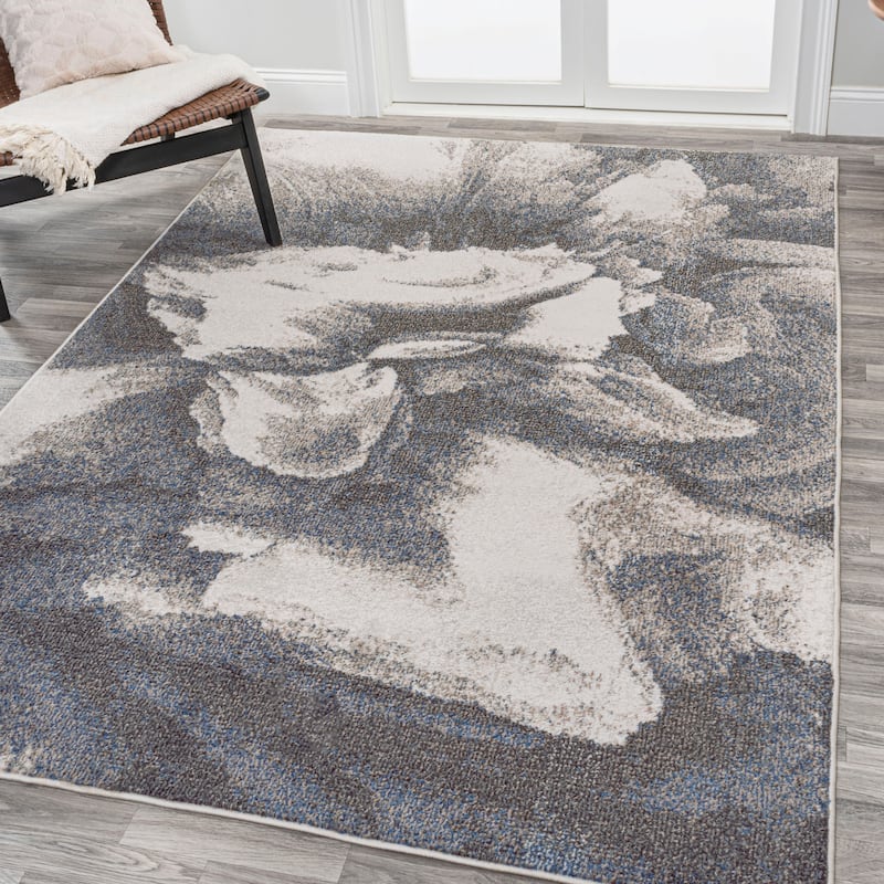 JONATHAN Y Marmo Abstract Two-Tone Modern Area Rug - 4 X 6 - Gray/Cream