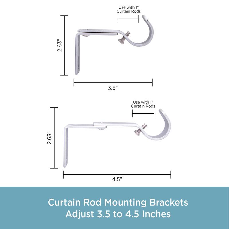 Kenney® 1" Adjustable Curtain Rod Mounting Brackets, Set of 2, Dark Brown
