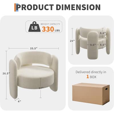 Modern Chenille Accent Chair(Set of 2), Mid-Century Upholstered Living Room Chair