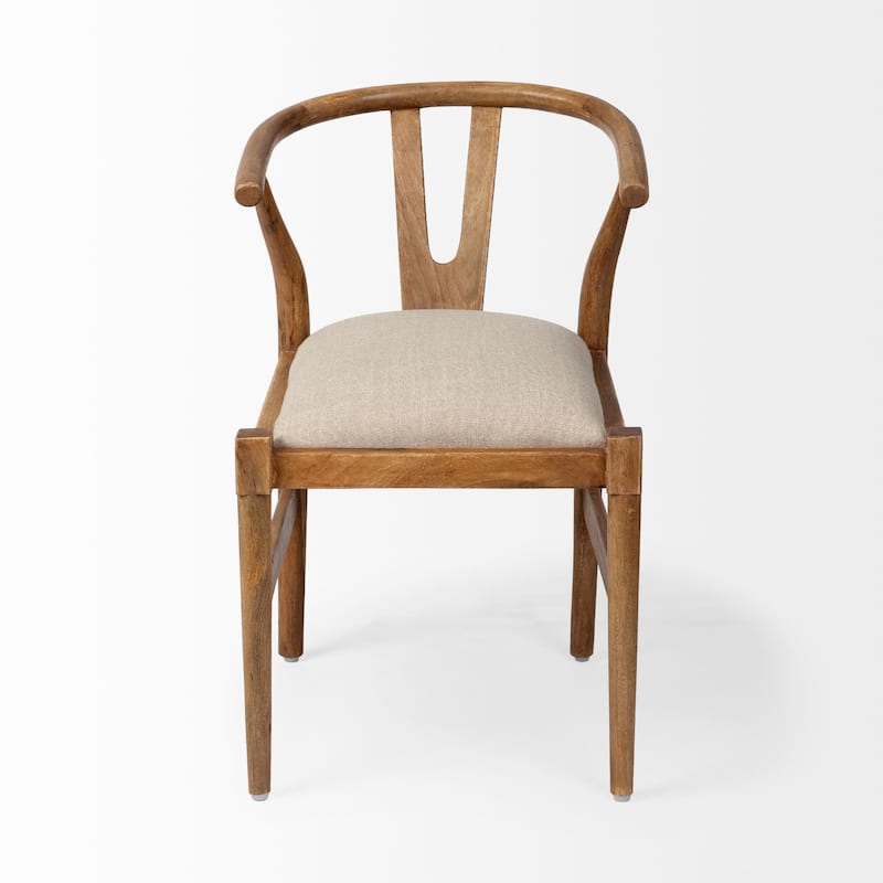 Trixie Cream Fabric Seat With Medium Brown Solid Wood Frame Dining Chair - 20"W x 24"D x 31"H