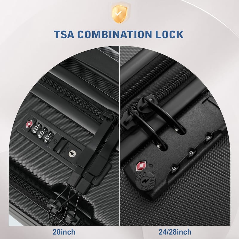 Luggage Sets 5 Piece with Front Opening, Hardside Expandable Carry On Suitcase Set with Double Spinner Wheel with USB Port