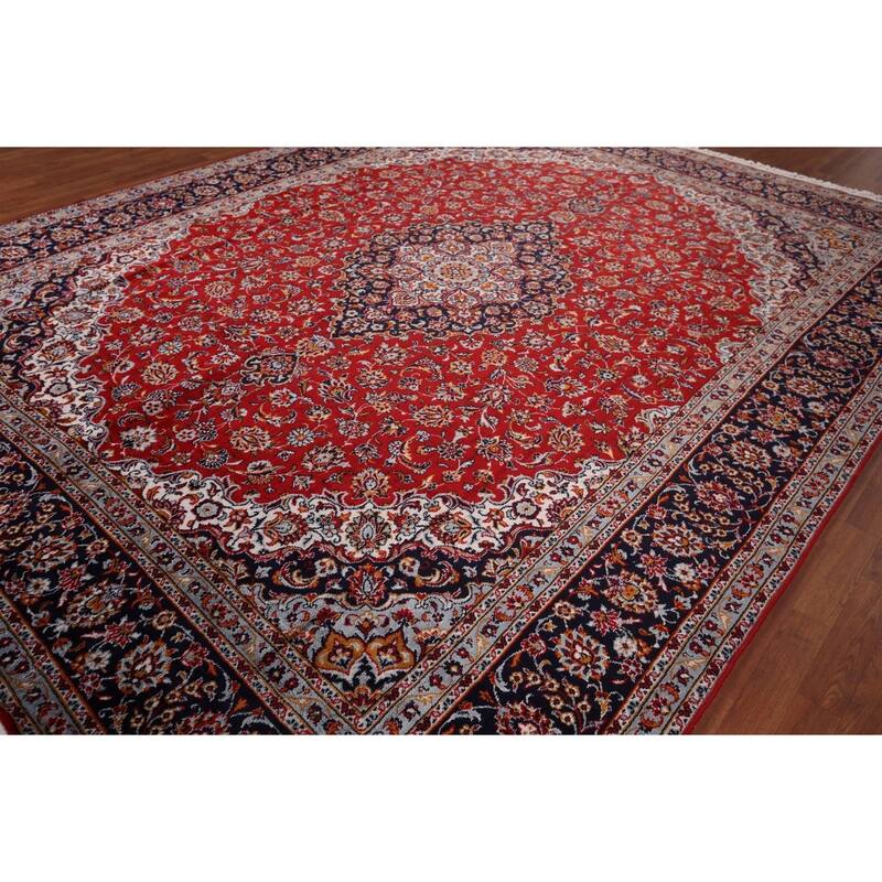 Traditional Kashan Turkish Area Rug Living Room Machine Made Carpet - 9'9" x 12'7"