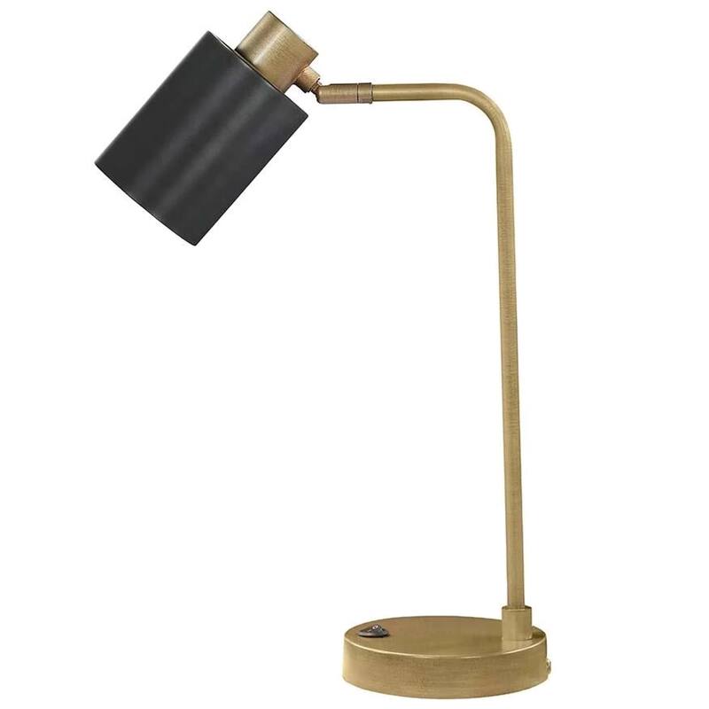 Antique Brass Table Desk Lamp with Black Metal Shade