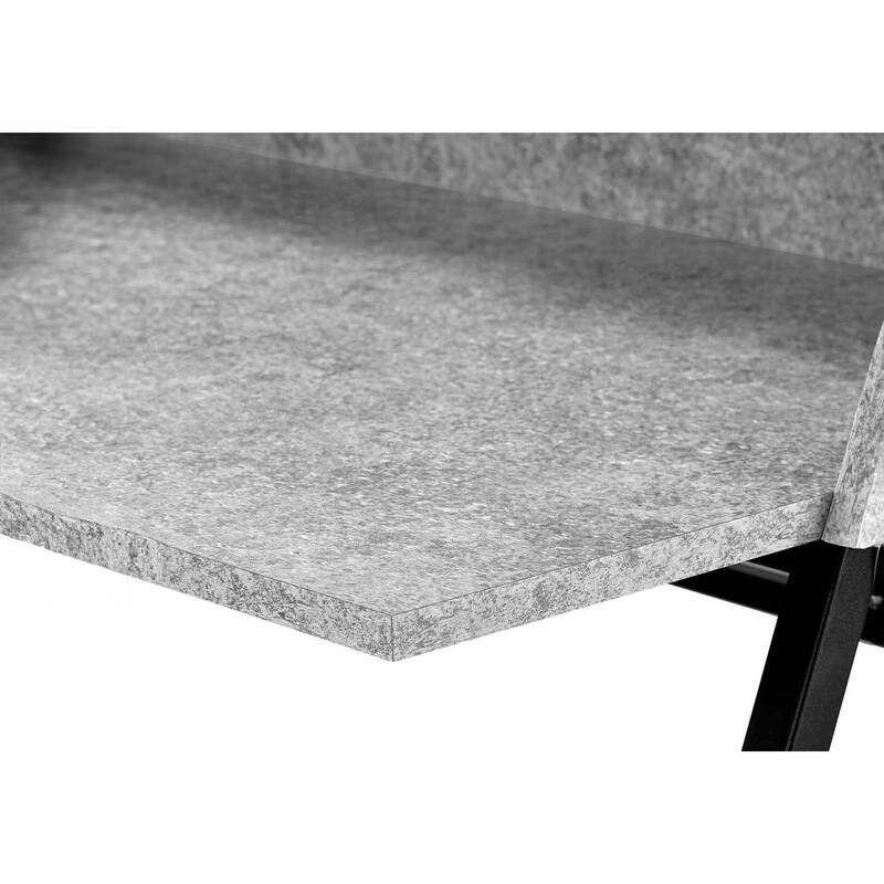 Computer Desk, Home Office, Laptop, Storage Shelves, 48"l, Work, Grey Stone Look Laminate, Black Metal, Contemporary, Modern