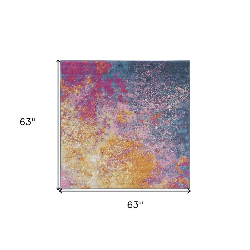 Hequ Power Loomed Geometric Abstract Area Rug By HomeRoots - 5' Round