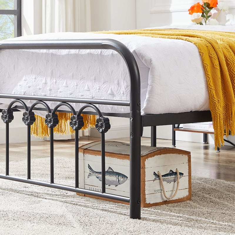 VECELO Industrial Metal Platform Bed Frame with Headboard Twin/Full/Queen/King Size Bed