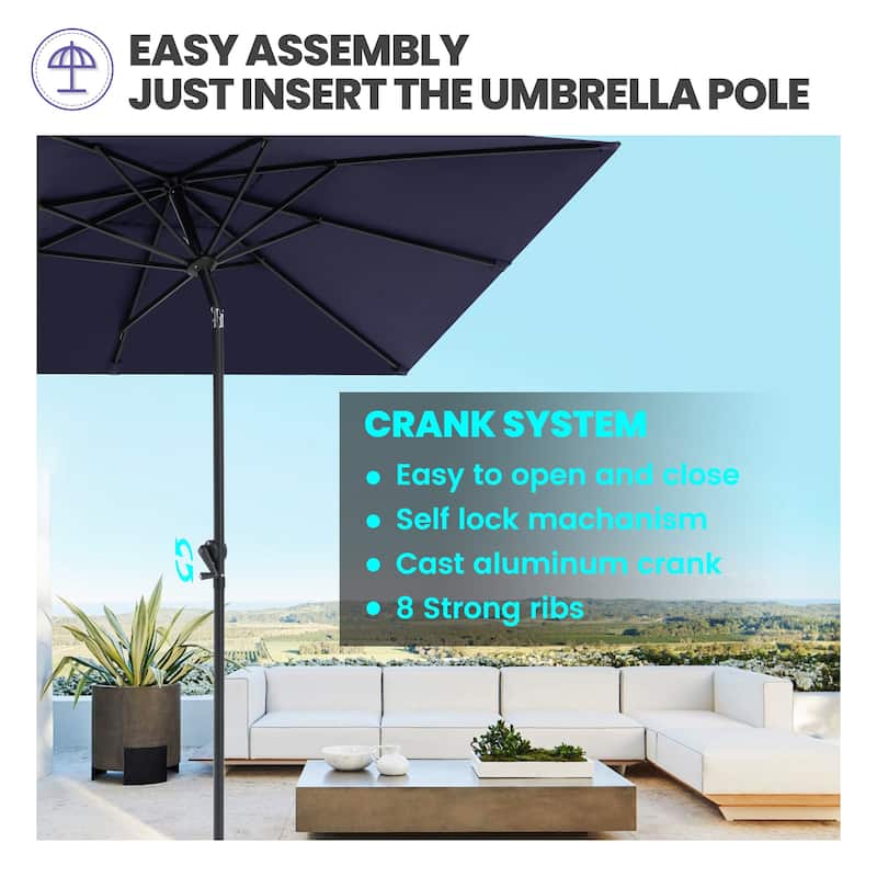 Crestlive 9 x 5 FT Crank-and-Tilt Patio Market Umbrella Outdoor Table Umbrella, Base Not Included