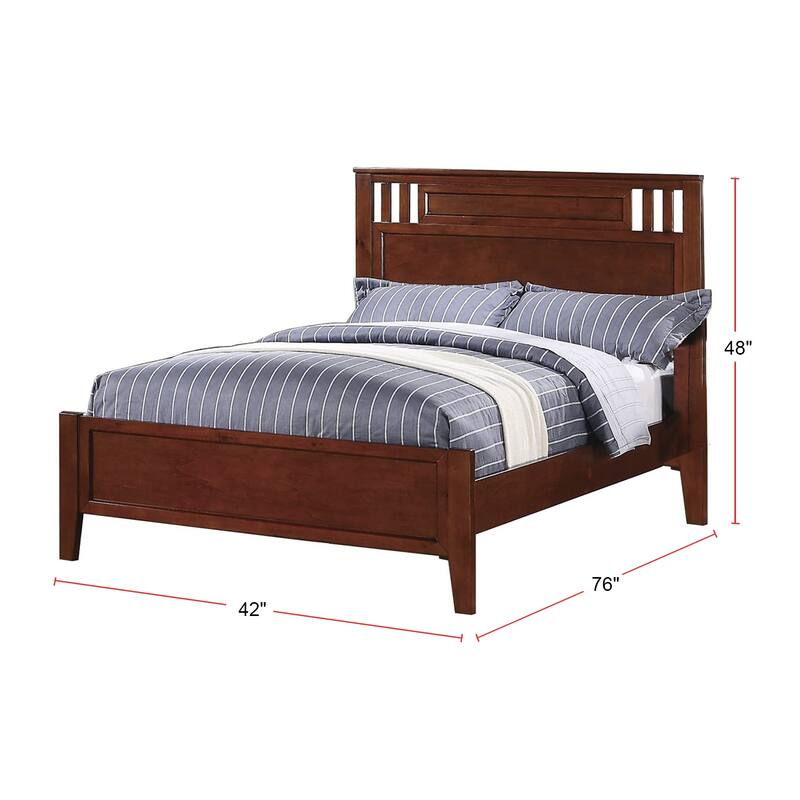 Wooden Panel Bed In Cherry Finish