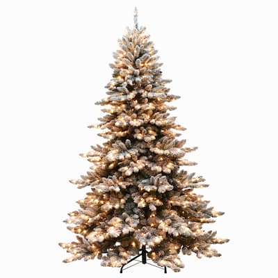 Puleo International Pre-Lit 9' Flocked Royal Majestic Spruce Artificial Christmas Tree