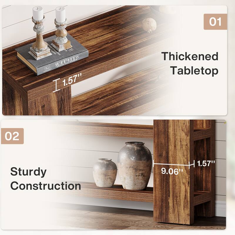 70.9-Inch Extra Long Console Table with Storage, 3-Tier Narrow Wooden Sofa Table