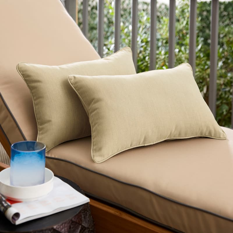 Sunbrella Spectrum Sand Corded Indoor/ Outdoor Pillows (Set of 2) - 14 in x 24 in
