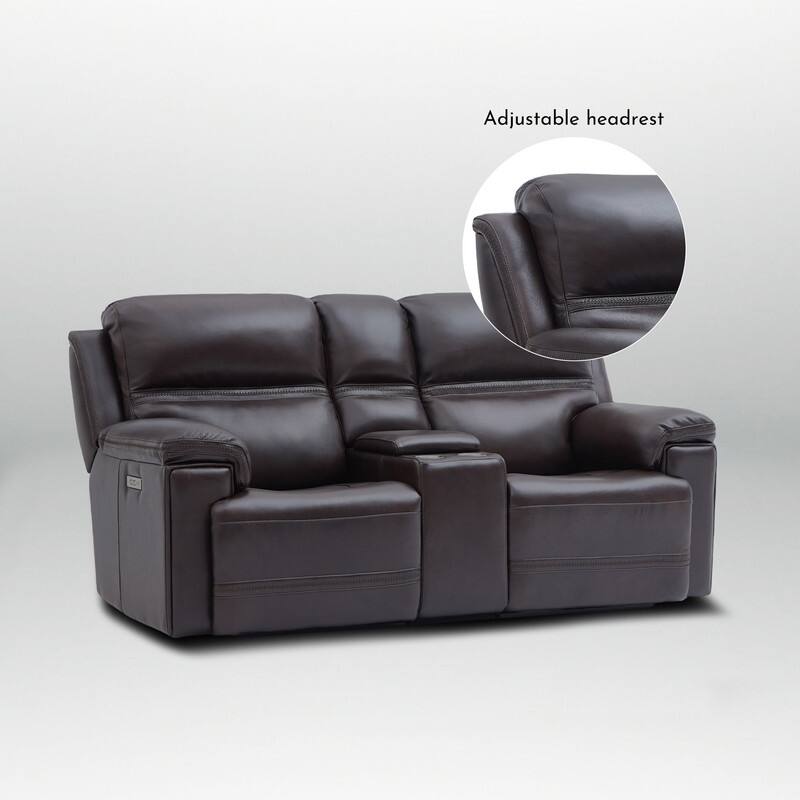 Genuine Leather Dual Power LoveSeat with Console, Adjustable Headrest, Footrest, USB/Type-C & Zero Gravity
