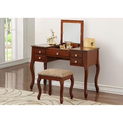 Flip Up Mirror Vanity Set with Stool