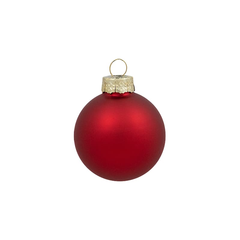 2-Finish Christmas Glass Ball Ornaments - 1.5" (40mm) - Red - 10ct