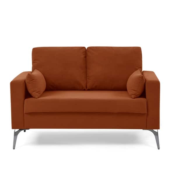 Square Arms Orange Couches Tight Back Straight Row Sofa with Pillows Bed Bath & Beyond 39717358