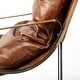 preview thumbnail 10 of 10, Hornet I Brown Genuine Leather w/Black Iron Frame Accent Chair - 27"W x 35"D x 36"H