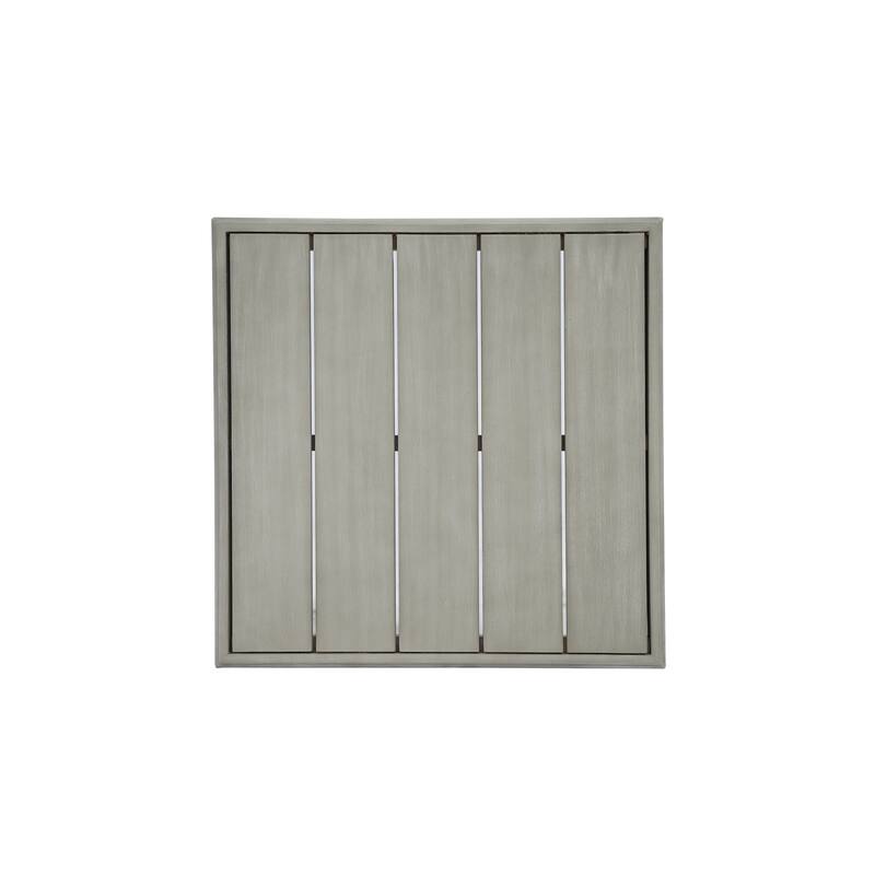 Roomfitters Outdoor Patio Side Table with Modern Wood Look, Weather-Resistant Frame, Light Grey
