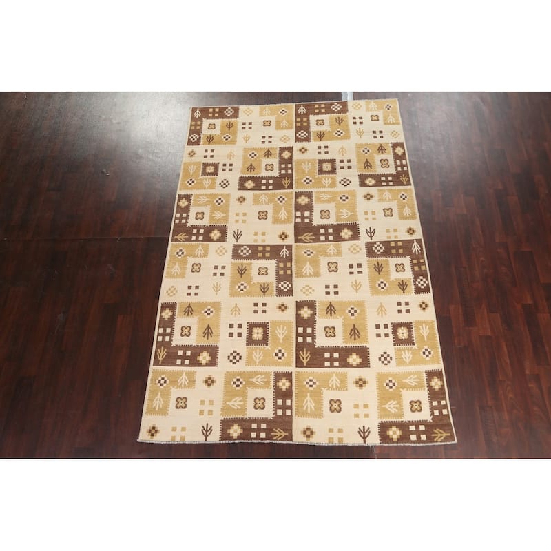 Tribal Geometric Gabbeh Kashkoli Oriental Area Rug Wool Hand-knotted - 6'4" x 9'7"