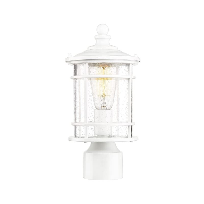 12.5 Inch Outdoor Post Light Lantern with Seeded Glass - White