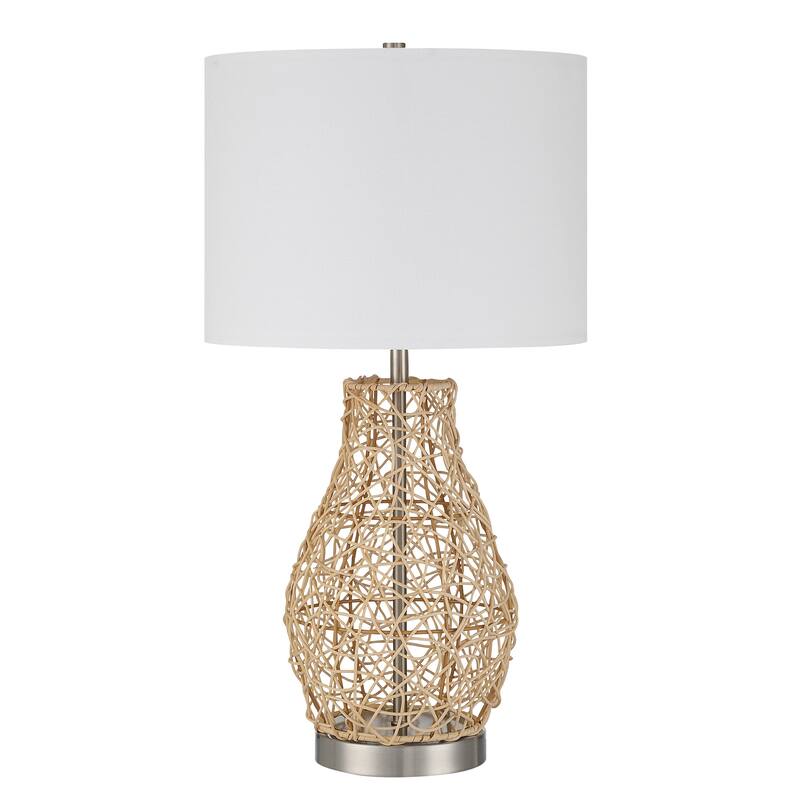 Acroma Natural Braided Table Lamp with Fabric Shade